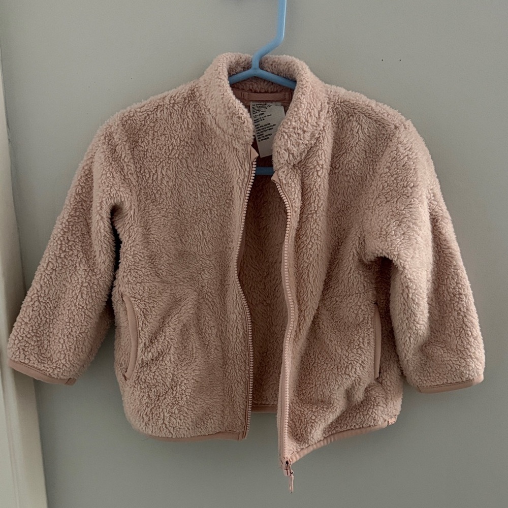 Uniqlo Kids Sherpa Zip Jacket - Light Blush